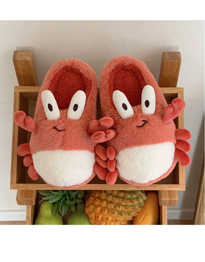 Pluche Krab Slippers, Twee Kleuren, US Mannen 4-8.5 / Vrouwen 5.5-10