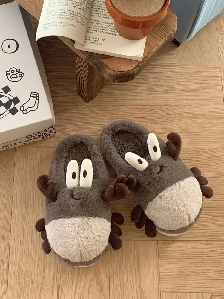 Plushie Crab Slippers, Two Colors, US Men 4-8.5/ Women 5.5-10