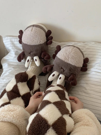 Plushie Crab Slippers, Two Colors, US Men 4-8.5/ Women 5.5-10