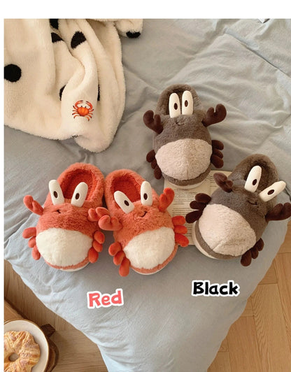 Plushie Crab Slippers, Two Colors, US Men 4-8.5/ Women 5.5-10