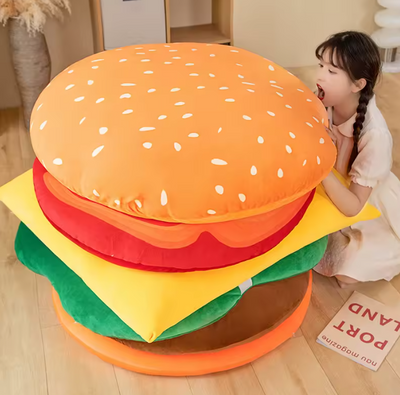 Deluxe Hamburger Plushie Set – Giant Plush Toy Food with Separate Ingredients plush toy – – Full Hamburger – Image 1 | Plushie Produce