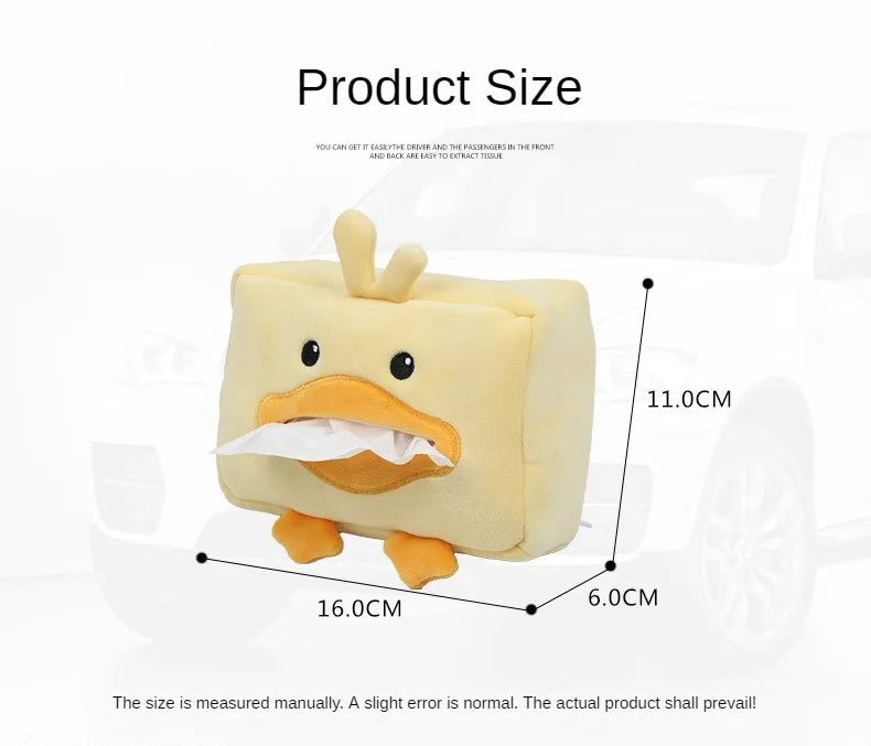 Duck Plushie Tissue Dispenser - Cute & Functional Car Accessory