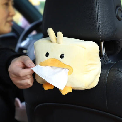 Dispensador de pañ tissues de peluche de pato - Accesorio para coche lindo y funcional