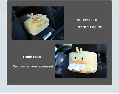 Dispensador de pañ tissues de peluche de pato - Accesorio para coche lindo y funcional