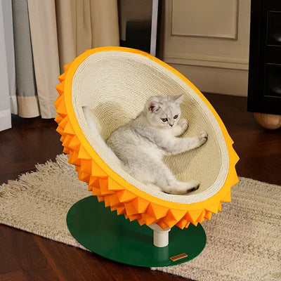 Durian Cat Bed and Scratcher, 3-in-1 Cat Product plush toy – – Lemon Yellow – Image 8 | Plushie Produce