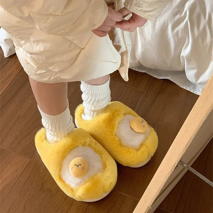 Plushie Egg Yolk Slippers, US Men 4-8.5/ Women 5.5-10