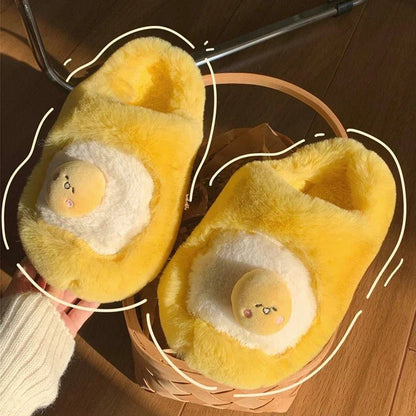 Plushie Egg Yolk Slippers, US Men 4-8.5/ Women 5.5-10