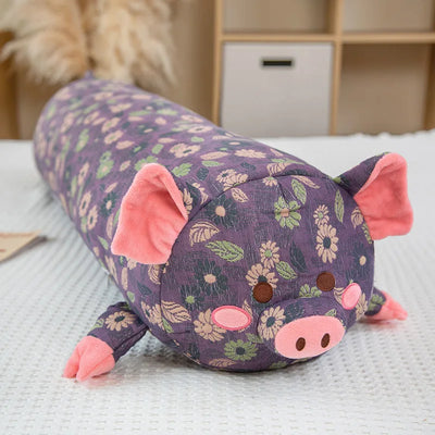 Floral Pig Body Pillow, 43-51" | 110-130 cm plush toy – – Purple – Image 6 | Plushie Produce