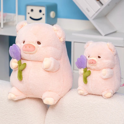 Flower-Holding Pig Plushie, Two Colors, 8-12" | 20-30 cm plush toy – – – Image 5 | Plushie Produce