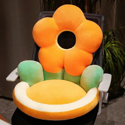 Flower Plushie Seat Cushion, 19"-22" | 50-55 cm plush toy – – Orange – Image 1 | Plushie Produce
