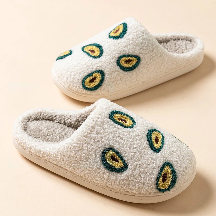 Chaussons à enfiler inspirés des fruits en peluche, cinq styles