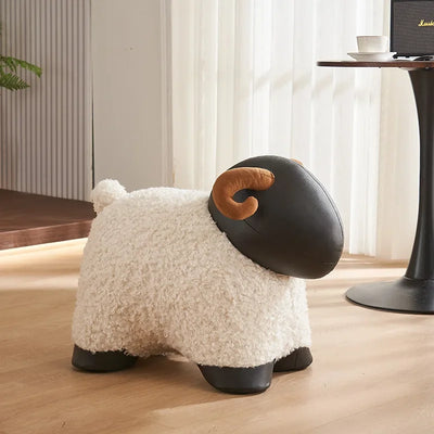 Fuzzy Sheep Footstool Ottoman, Three colors plush toy – – – Image 7 | Plushie Produce