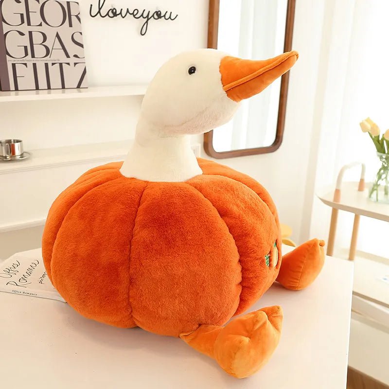 Goose Plushie Inside a Pumpkin, 10-20" | 25-50 cm