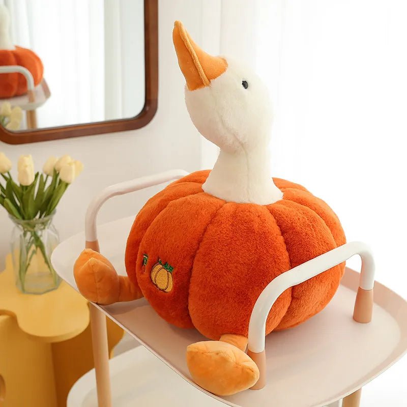 Goose Plushie Inside a Pumpkin, 10-20" | 25-50 cm