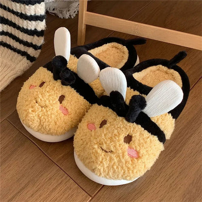 Honeybee Plush Slippers, US Men 4-6, Women 5.5-7.5