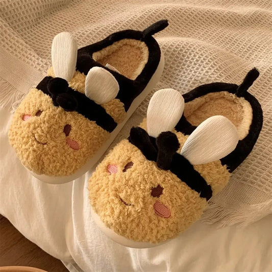 Honeybee Plush Slippers, US Men 4-6, Women 5.5-7.5