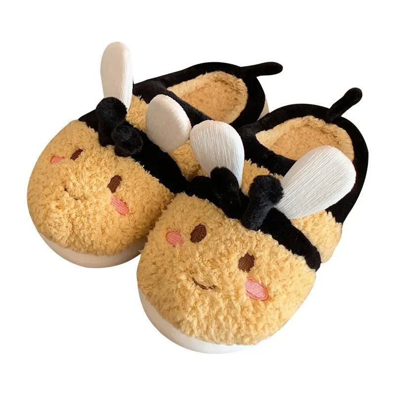 Honeybee Plush Slippers, US Men 4-6, Women 5.5-7.5