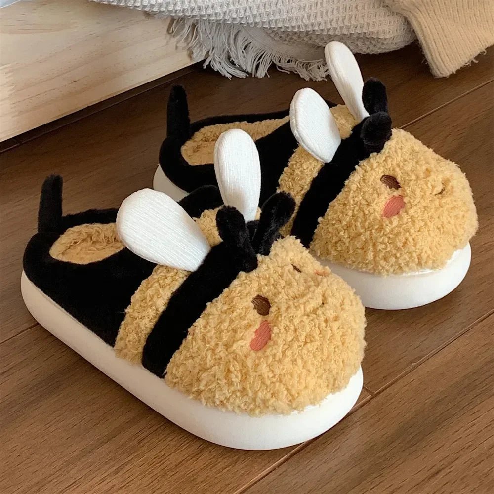 Honeybee Plush Slippers, US Men 4-6, Women 5.5-7.5