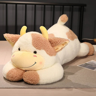 Jumbo Lounging Dairy Cow Plushie, 4 Colors, 35-43" | 90-110 cm plush toy – – Brown – Image 7 | Plushie Produce