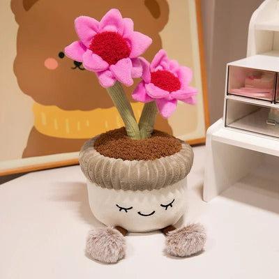 Large Plush Potted House Plant, 5 Varieties, 12" | 30 cm plush toy – – Pink Flower – Image 9 | Plushie Produce