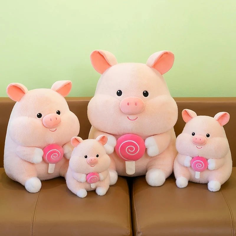 Plushie Lollipop-Holding Pig Plushie, 8-20" | 21-50 cm