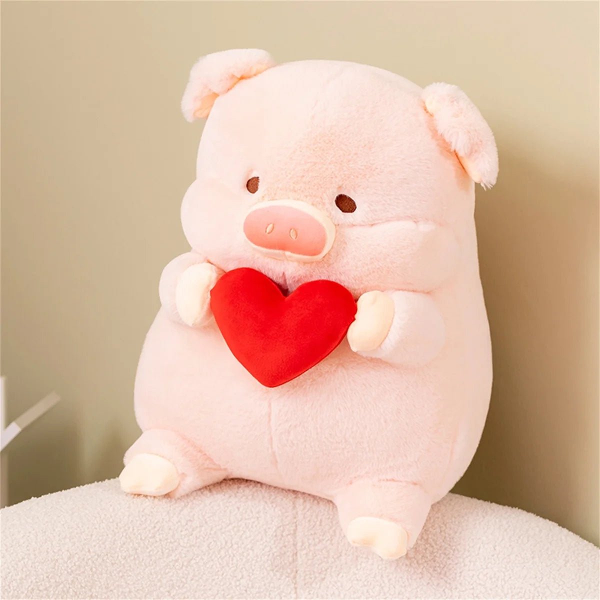 Pig Plushie Holding a Valentine's Heart, 8-16" | 20-40 cm