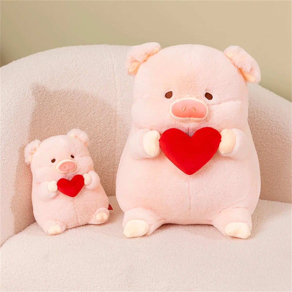 Pig Plushie Holding a Valentine's Heart, 8-16" | 20-40 cm