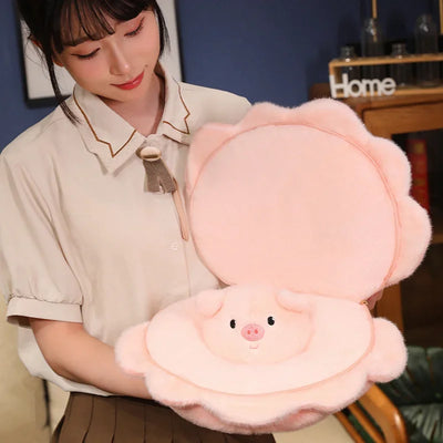 Piggy Pearl Clam Plushie, 22" | 55 cm plush toy – – pink – Image 7 | Plushie Produce