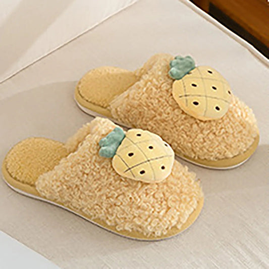 Pineapple Plush Slippers, US Men's size 3.5, US Women's size 5, EU size 35