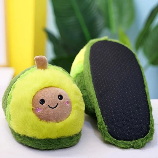 Plush Avocado Novelty Children's Slippers, Ages 7-9