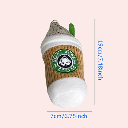 Plushie Cappuccino Squeaky Chew Toy, 6.5" | 17 cm