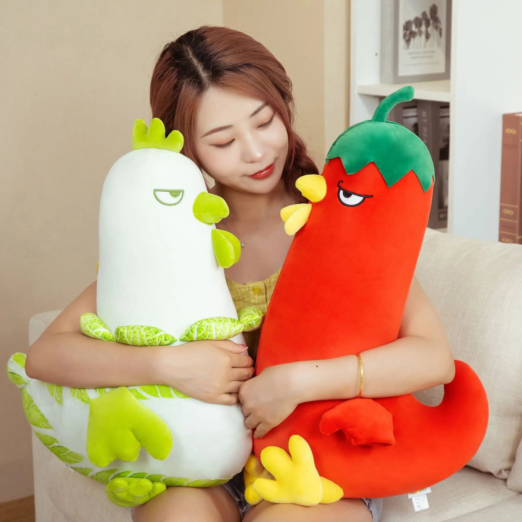 Plushie Cartoon Chicken as a Vegetable, 20-24" | 50-60 cm - Plushie Produce