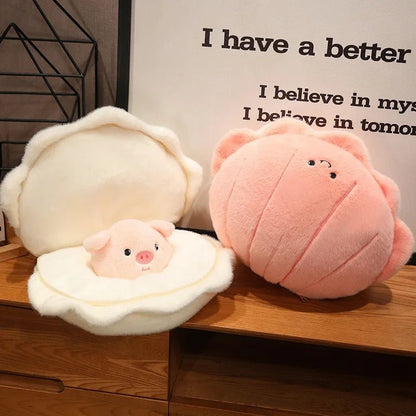 Plushie Clam with Pig Pearl, Two Colors, 22" | 55 cm