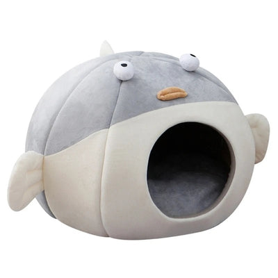 Plush Fish Pet Bed- For Pets up to 15 lbs (6.8 kg) plush toy – – Gray – Image 9 | Plushie Produce