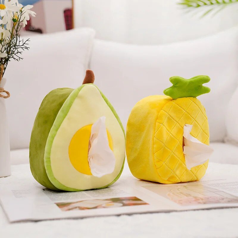 Plush Fruit Tissue Holder: Three Fruits