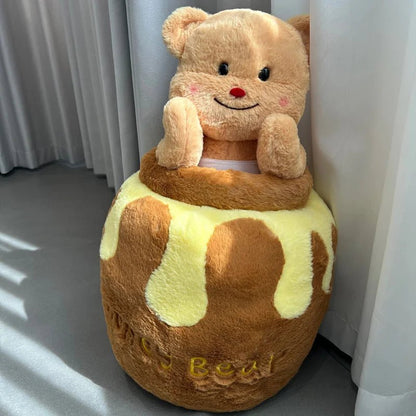 Pot de miel en peluche avec ours en peluche inclus