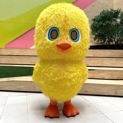 Costume de poussin jaune gonflable en peluche - convient aux tailles de 1,45 à 1,70 m