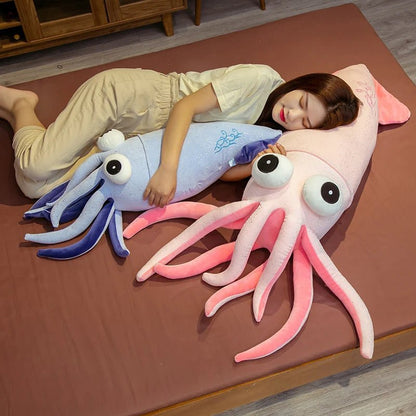 Plushie Jumbo Cartoon Squid: 2 Colors, 2.3-4.3 ft | 70-130 cm