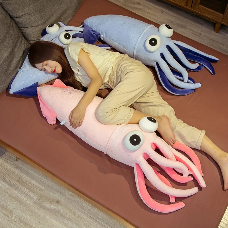 Plushie Jumbo Cartoon Squid: 2 Colors, 2.3-4.3 ft | 70-130 cm