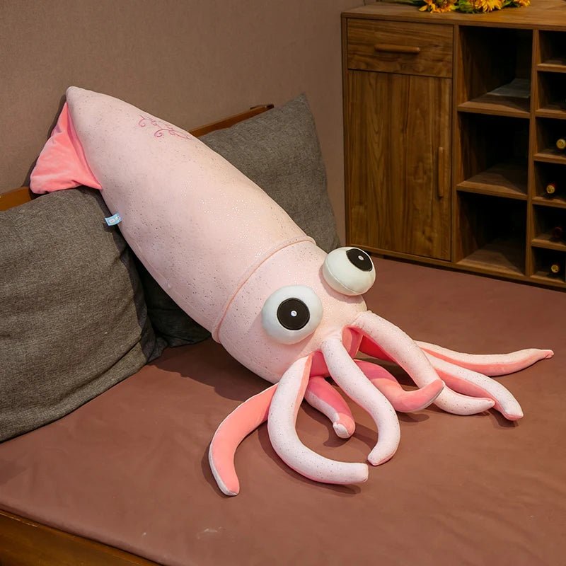 Plushie Jumbo Cartoon Squid: 2 Colors, 2.3-4.3 ft | 70-130 cm