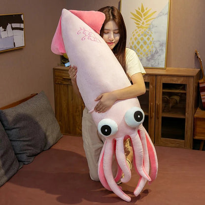 Plushie Jumbo Cartoon Squid: 2 Colors, 2.3-4.3 ft | 70-130 cm - Plushie Produce