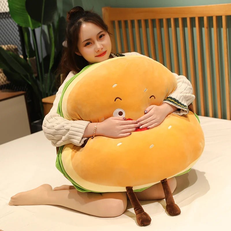 Plushie Kawaii Hamburger, Two Styles, 6-28" | 15-70 cm - Plushie Produce