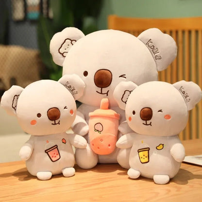 Plushie Koala Drinking Boba Tea, 3 Flavors, 14-24" | 35-60cm - Plushie Produce