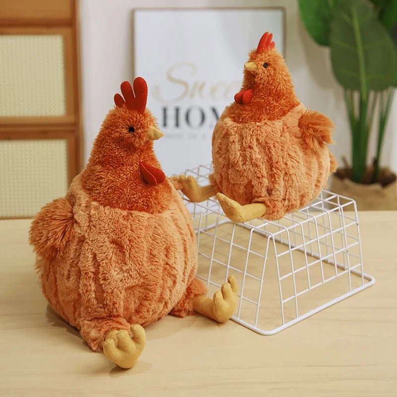 Plushie Lifelike Brown Sitting Chicken, 3 Sizes, 9-18" | 23-45 cm