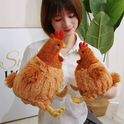 Plushie Lifelike Brown Sitting Chicken, 3 Sizes, 9-18" | 23-45 cm