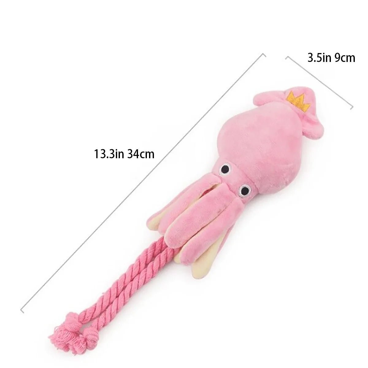 Plushie Pink Squid Squeaky Pet Toy, 13" | 34 cm