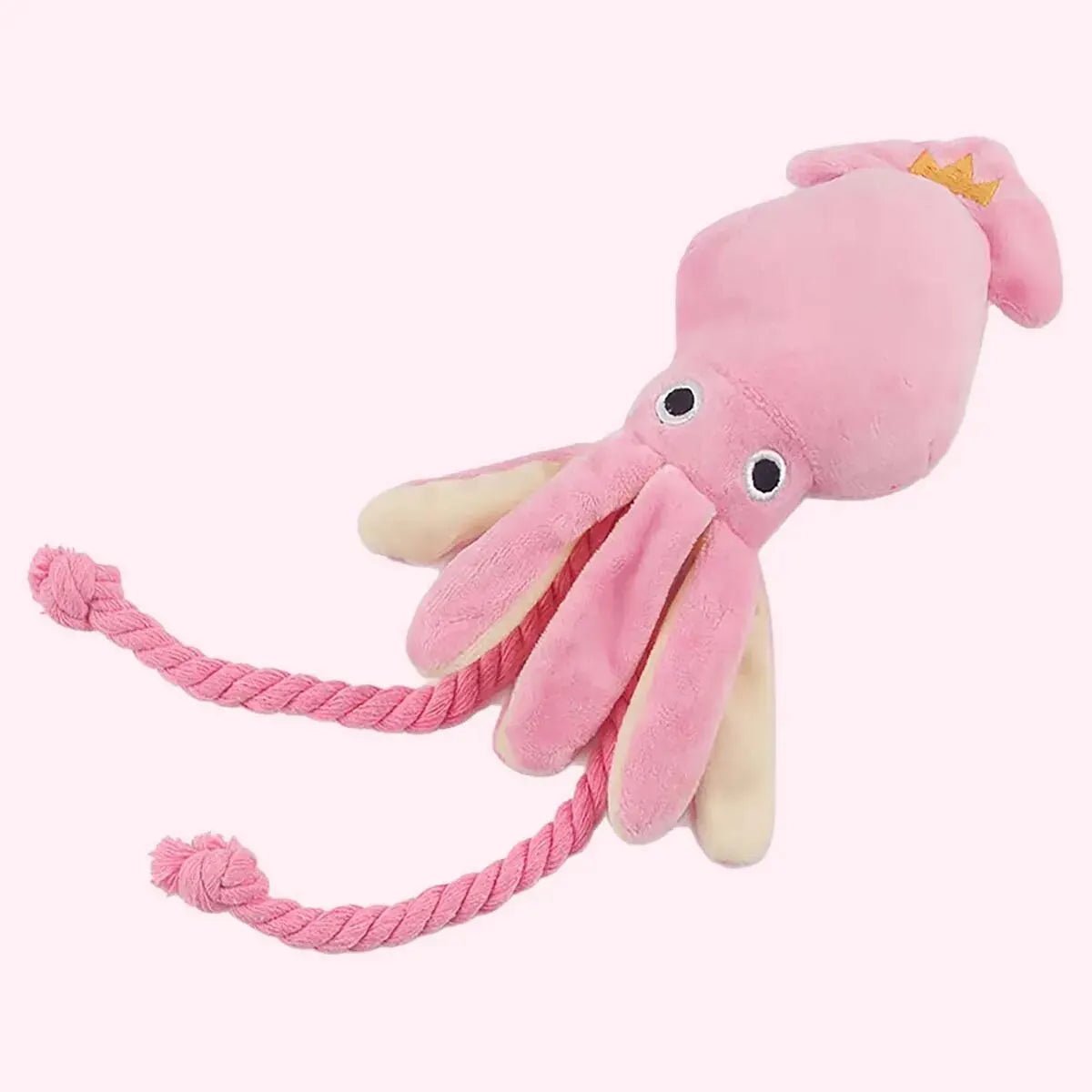 Plushie Pink Squid Squeaky Pet Toy, 13" | 34 cm