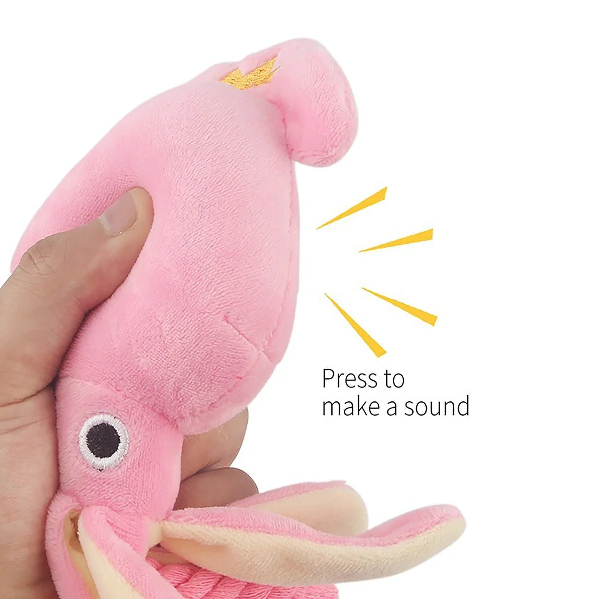 Plushie Pink Squid Squeaky Pet Toy, 13" | 34 cm