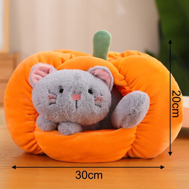 Plushie Pumpkin with Removable Dog or Cat, 8-12" | 20-30 cm