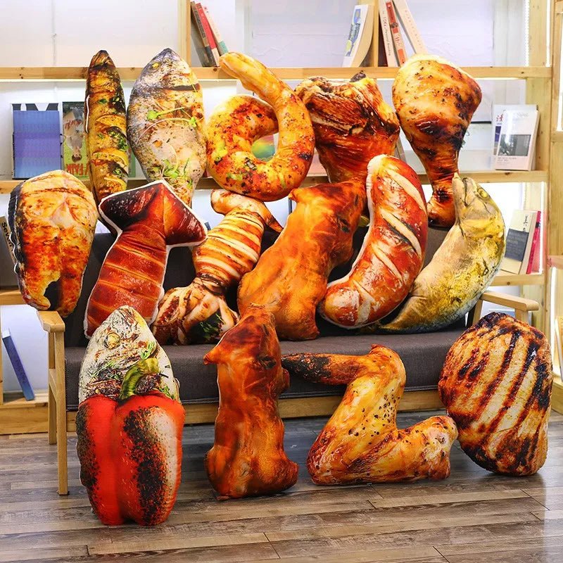 Peluches de viande grillée réalistes, neuf styles, 8-24" | 20-60 cm